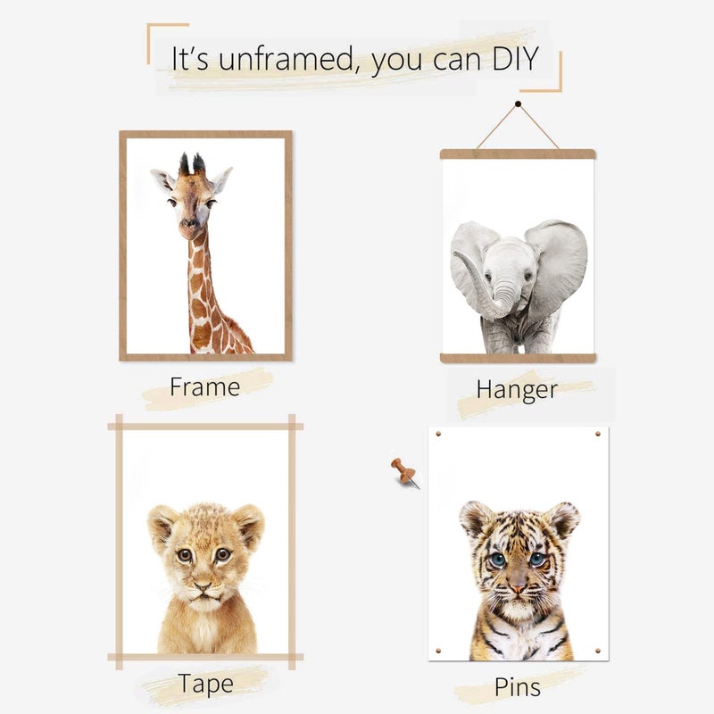 calmart Set of 6 Baby Safari Nursery Wall Decor - Picture Cute Animal Wall Prints on Canvas  under 20 dollars gifts for Baby Boys and Girls Room  UNFRAMED Wall Art(8 x 10 inch) - Image 2